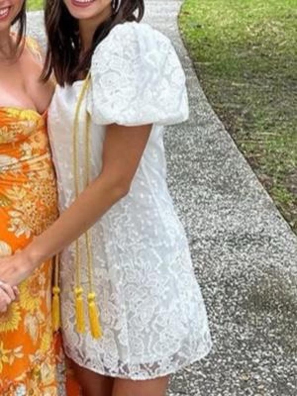 White Puff-Sleeve Lace Mini Dress